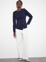 Monsoon Blue Blythe Asymmetrical Button Jumper - Image 6 of 6