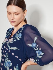 Monsoon Blue Delilah Embroidered Midi Dress - Image 2 of 4