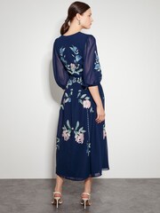 Monsoon Blue Delilah Embroidered Midi Dress - Image 3 of 4