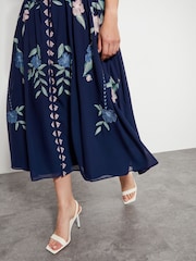 Monsoon Blue Delilah Embroidered Midi Dress - Image 4 of 4