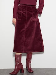 Monsoon Red Malika Cord Midi Skirt - Image 2 of 5