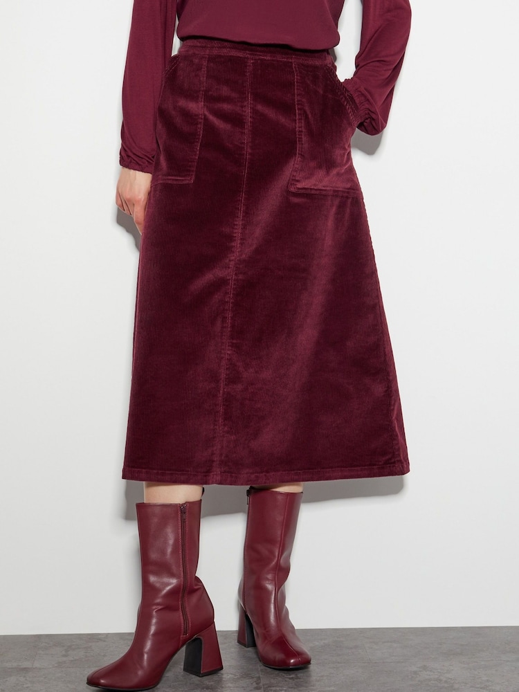 Monsoon Red Malika Cord Midi Skirt - Image 2 of 5