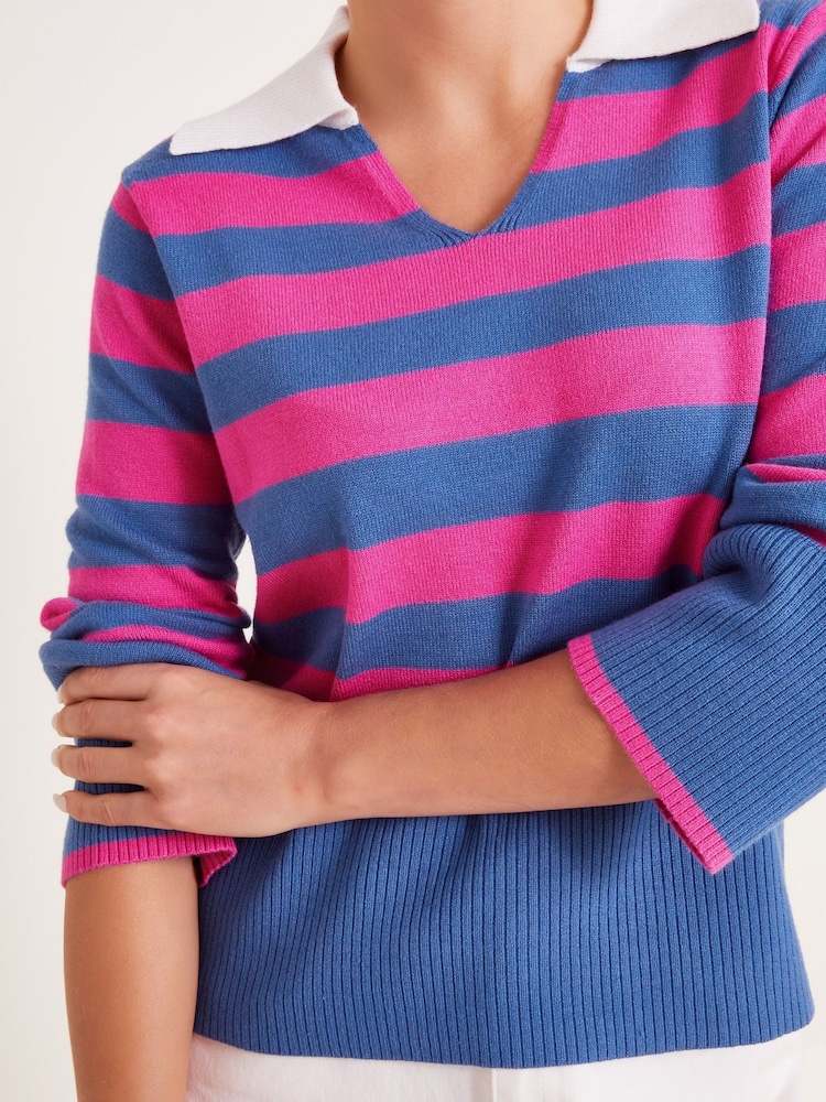 Pink - Monsoon – Shay – gestreifter Pullover mit Kragen - Bild 2 von 5