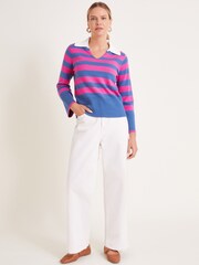 Pink - Monsoon – Shay – gestreifter Pullover mit Kragen - Bild 3 von 5