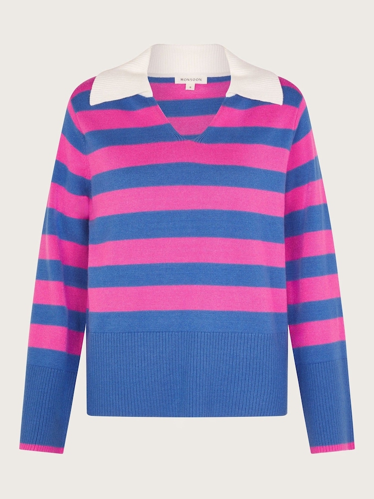 Pink - Monsoon – Shay – gestreifter Pullover mit Kragen - Bild 5 von 5