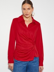 Monsoon Red Dalia Drape Jersey Shirt - Image 1 of 5
