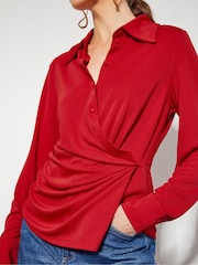 Monsoon Red Dalia Drape Jersey Shirt - Image 4 of 5