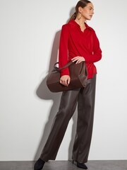 Monsoon Red Dalia Drape Jersey Shirt - Image 5 of 5