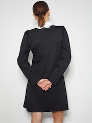 Monsoon Black Polly Lace Collar Ponte Mini Dress - Image 6 of 8