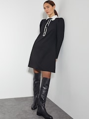 Monsoon Black Polly Lace Collar Ponte Mini Dress - Image 8 of 8