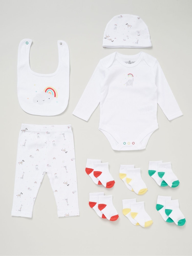Lily & Jack Baby Bodysuit Hat Trousers 100% Cotton Bib and Socks Gift Set 10 Piece - Image 1 of 6