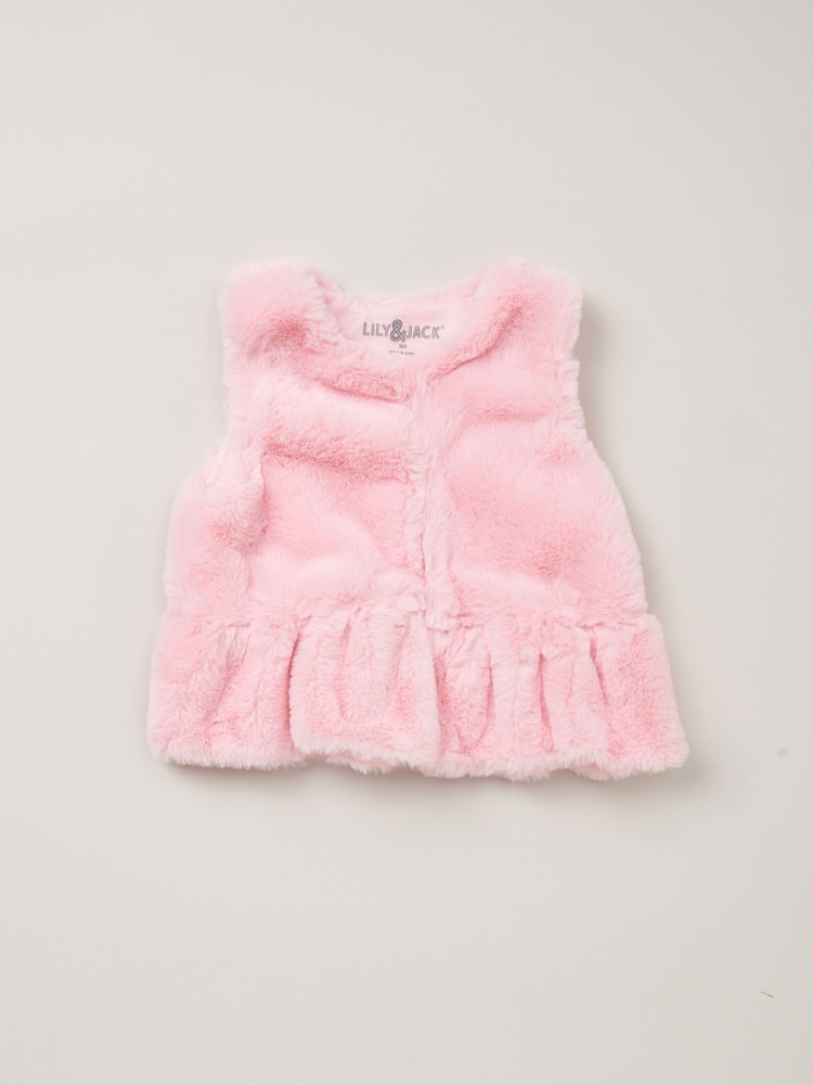 Lily & Jack Faux Fur Gilet 100% Cotton Top and Leggings Outfit Set - Image 5 of 6