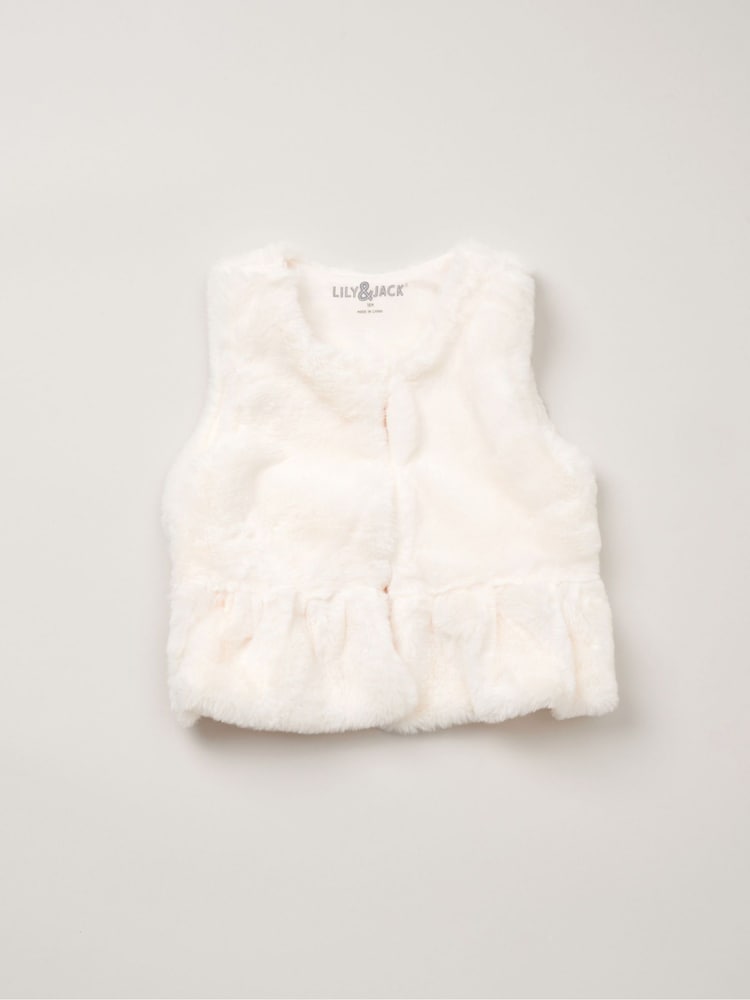 Lily & Jack Faux Fur Gilet 100% Cotton Top and Leggings Outfit Set - Image 3 of 6