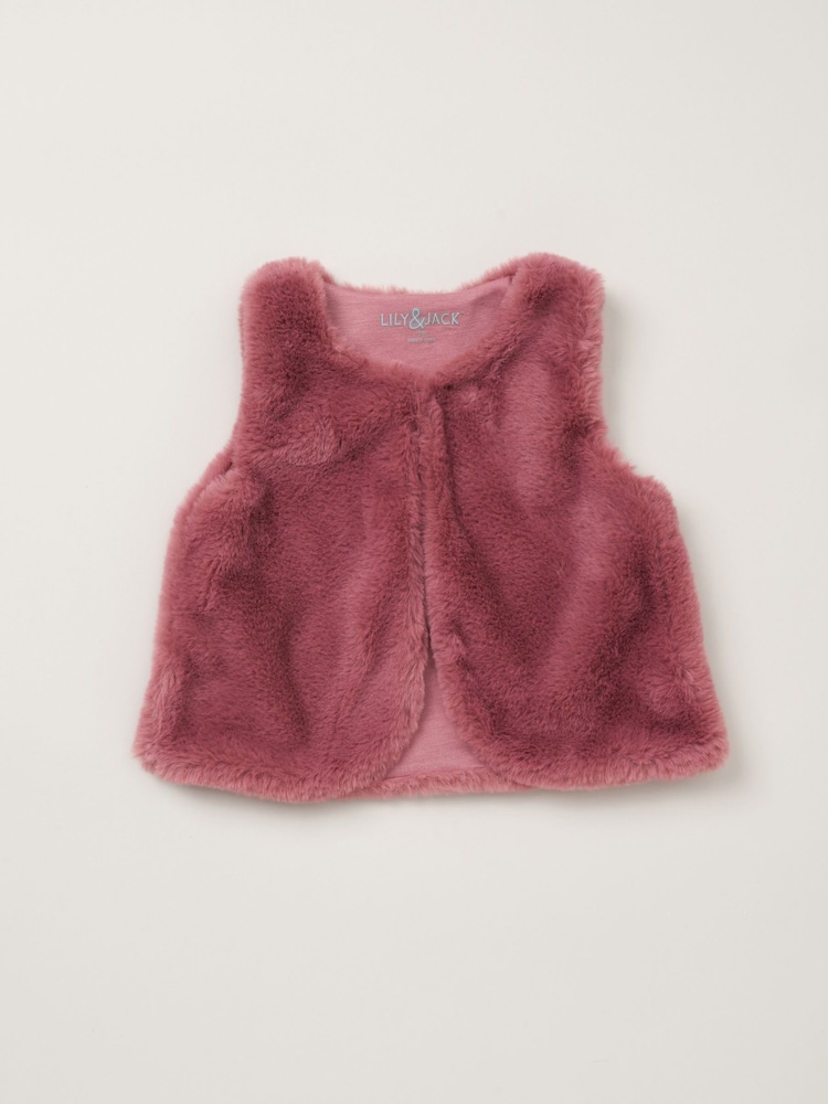 Lily & Jack Faux Fur Gilet 100% Cotton Top and Leggings Outfit Set - Image 3 of 6