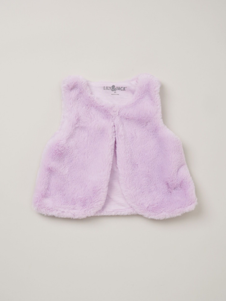 Lily & Jack Faux Fur Gilet 100% Cotton Top and Leggings Outfit Set - Image 5 of 6