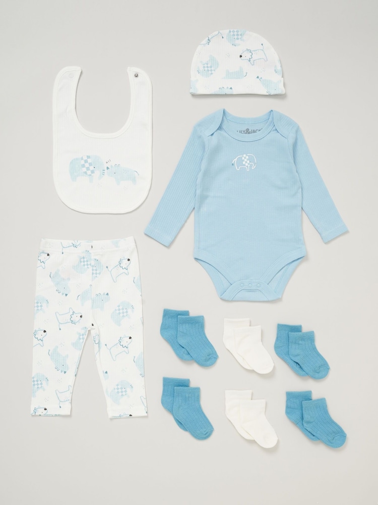 Lily & Jack Baby Bodysuit Hat Trousers 100% Cotton Bib and Socks Gift Set 10 Piece - Image 1 of 6
