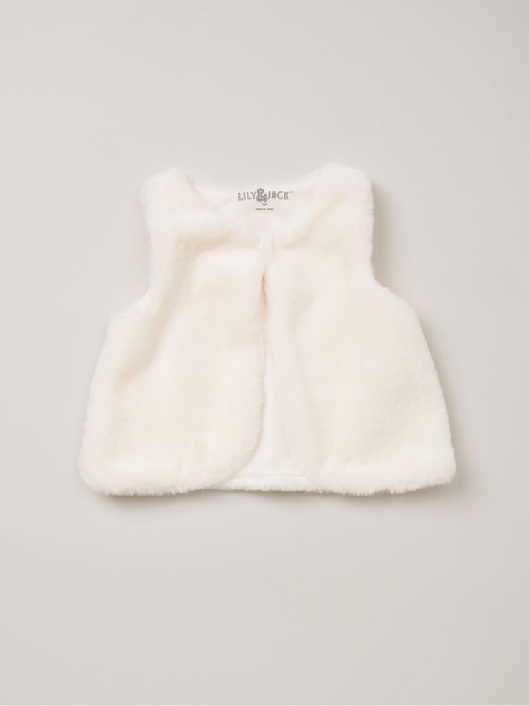 Lily & Jack Faux Fur Gilet 100% Cotton Top and Leggings Outfit Set - Image 6 of 6