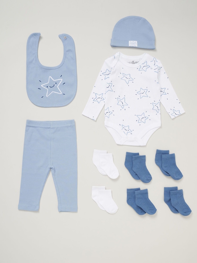 Lily & Jack Baby Bodysuit Hat Trousers 100% Cotton Bib and Socks Gift Set 10 Piece - Image 1 of 5