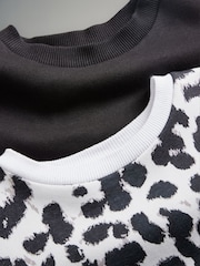The Set Black/Animal 2 Pack Relaxed Crew Neck Sweatshirts - Image 6 of 7