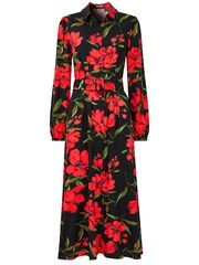 Joe Browns Red Rose Print Button-Through Belted Midi Shirt Dress - Image 5 of 5