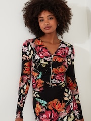 Joe Browns Zip-Front Floral Midi Jersey Dress - Изображение 4 из 6