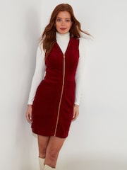 Joe Browns Orange Zip-Front Cord Pinafore Mini Dress - Image 1 of 7
