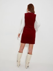 Joe Browns Orange Zip-Front Cord Pinafore Mini Dress - Image 2 of 7