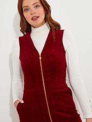 Joe Browns Orange Zip-Front Cord Pinafore Mini Dress - Image 4 of 7