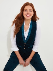 Joe Browns Blue Satin Trim Velvet Waistcoat - Image 2 of 8