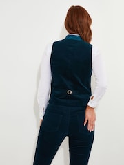 Joe Browns Blue Satin Trim Velvet Waistcoat - Image 4 of 8