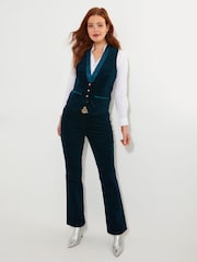 Joe Browns Blue Satin Trim Velvet Waistcoat - Image 6 of 8