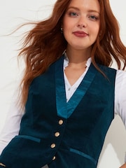 Joe Browns Blue Satin Trim Velvet Waistcoat - Image 7 of 8