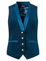 Joe Browns Blue Satin Trim Velvet Waistcoat - Image 8 of 8