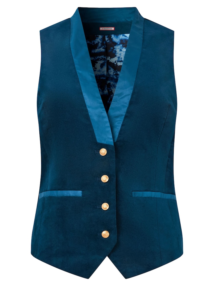 Joe Browns Blue Satin Trim Velvet Waistcoat - Image 8 of 8