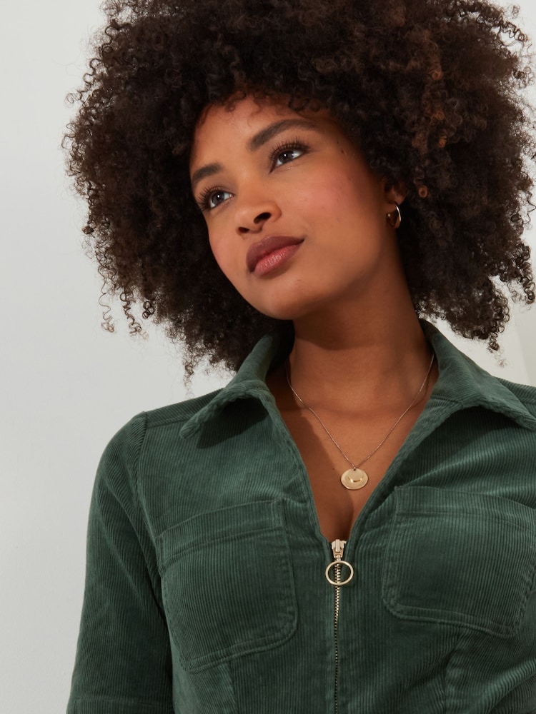 Joe Browns Green Zip Front Belted Bootcut Corduroy Jumpsuit - Image 6 of 8