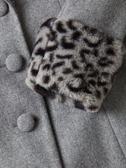 Joe Browns Grey Animal Print Faux Fur Trim Long Coat - Image 10 of 10
