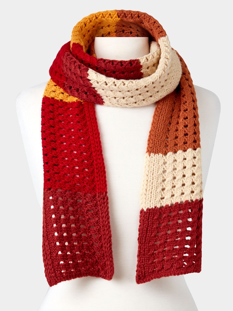 Joe Browns Autumnal z izrazitim barvnim vzorcem Crochet-Knit šal; ruta - Slika 1 iz 3 Joe Browns Autumnal z izrazitim barvnim vzorcem Crochet-Knit šal; ruta - Slika 1 iz 3
