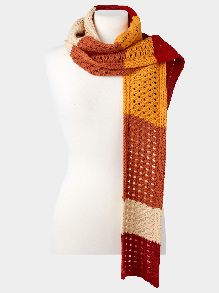 Joe Browns Autumnal z izrazitim barvnim vzorcem Crochet-Knit šal; ruta - Slika 2 iz 3 Joe Browns Autumnal z izrazitim barvnim vzorcem Crochet-Knit šal; ruta - Slika 2 iz 3