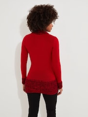 Joe Browns Red Cosy Shawl Neck Button Detail Jumper - Image 2 of 5