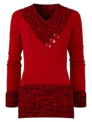 Joe Browns Red Cosy Shawl Neck Button Detail Jumper - Image 5 of 5