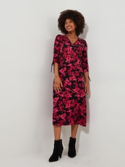 Joe Browns – gerafftes Wickelkleid mit Blumenmuster und Bindeärmeln - Bild 3 von 7