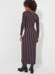Joe Browns Grey Asymmetric Stripe V-Neck Midaxi Jersey Dress - Image 3 of 4