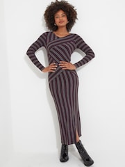 Joe Browns Grey Asymmetric Stripe V-Neck Midaxi Jersey Dress - Image 8 of 8