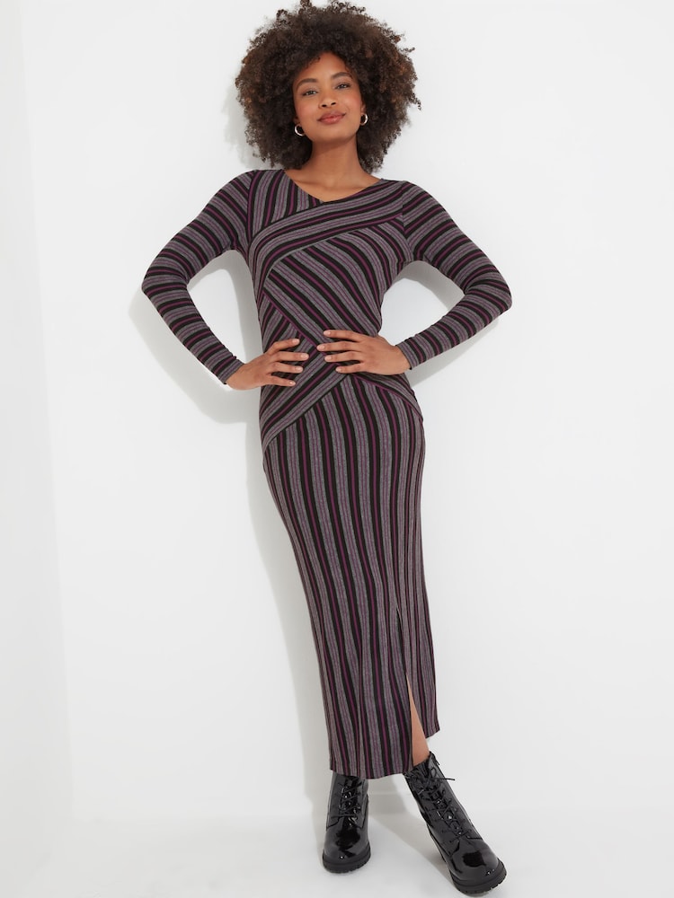 Joe Browns Grey Asymmetric Stripe V-Neck Midaxi Jersey Dress - Image 8 of 8 Joe Browns Grey Asymmetric Stripe V-Neck Midaxi Jersey Dress - Image 8 of 8