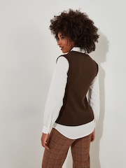 Joe Browns Brown 2-in-1 Sweater Vest Shirt Jumper - Image 5 of 7