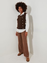 Joe Browns Brown 2-in-1 Sweater Vest Shirt Jumper - Image 6 of 7