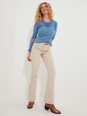 Joe Browns Blue Lace Trim Ribbon Tie Long Sleeve Ribbed Jersey Top - Image 2 of 5