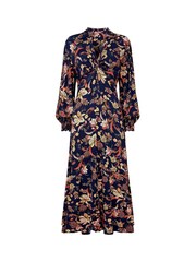 Joe Browns Blue Autumnal Floral Twist Front Frill Sleeve Jersey Midi Dress - Image 5 of 5
