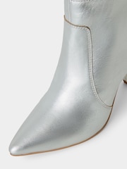 Joe Browns Silver Leather Heeled Ankle Boots - Image 4 of 5