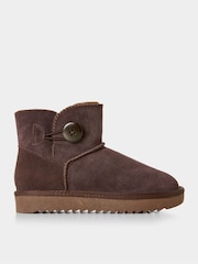 Joe Browns Brown Cosy Sheepskin Real Suede Button Detail Ankle Boots - Image 1 of 4
